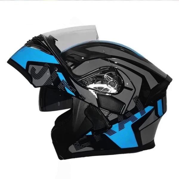 NUOVO Casco Moto JIEKAI JK-902 a Doppia Visiera – Blu Nero Grigio | Omologato DOT