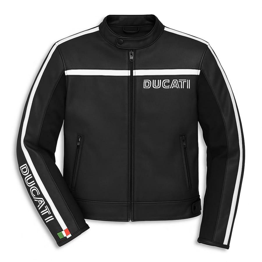 Giacca Moto in Pelle Nera Ducati Anni 80 Uomo