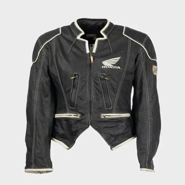Honda x Suomy 2007 Black Leather Motorcycle Jacket
