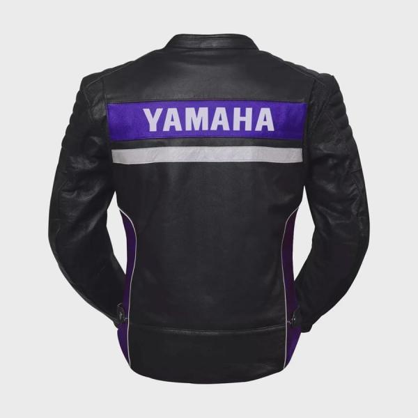 Veste Moto Yamaha en Cuir de Vachette Fait Main