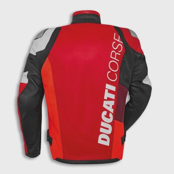 Handgefertigte Herren Ducati Racing Lederjacke – Rot & Weiß