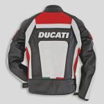 Veste Moto en Cuir Ducati Corse Artisanale – Noir, Blanc & Rouge