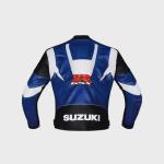 Giacca Moto in Pelle Suzuki GSX-R Nera & Blu Artigianale