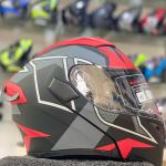 Casco Moto Jiekai JK-902 con Doppia Visiera – Omologato DOT, Finitura Rosso/Nero Opaco