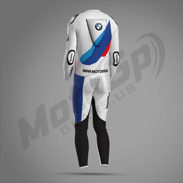 Traje de Carrera BMW 2024 Pro Race Comp Blanco – Cuero MotoGP Premium
