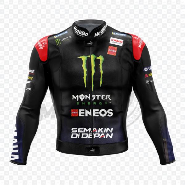 Fabio Quartararo Monster Energy Schwarzer Lederanzug