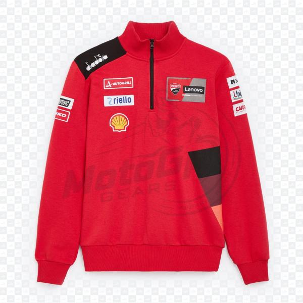 Half-Zip Ducati Red Hoodie - Promotional Sweatshirt