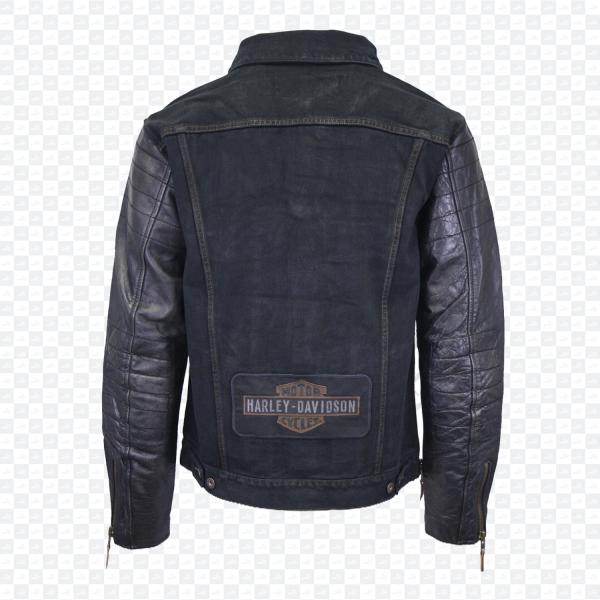 Harley Davidson Denimjacke mit Lederärmeln