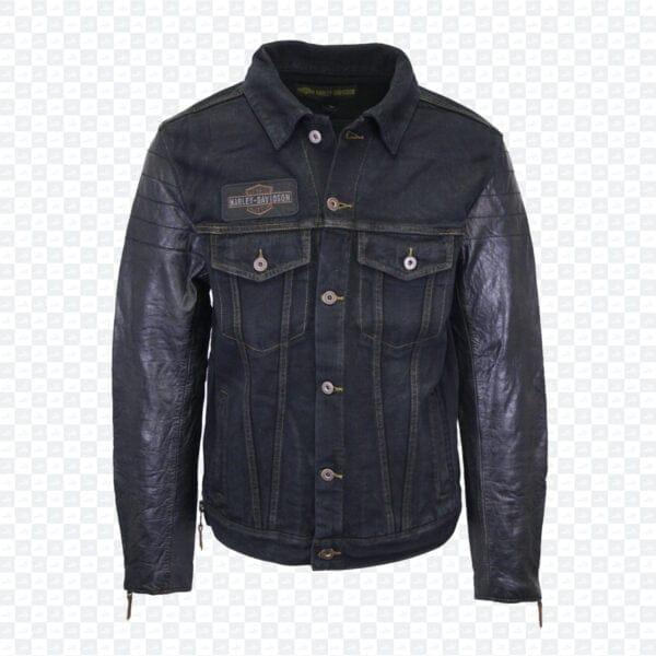 Harley Davidson Denimjacke mit Lederärmeln