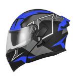 Casco JIEKAI JK-902 Azul Mate Negro con Doble Visera – Aprobado DOT | Diseño Uplift con Spoiler Integrado