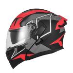 Casco Moto Jiekai JK-902 con Doppia Visiera – Omologato DOT, Finitura Rosso/Nero Opaco