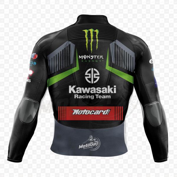 Giacca Moto in Pelle Kawasaki Tom Sykes 2018 WSBK