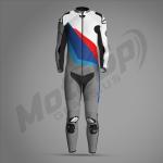 BMW M Pro Race Comp Rennanzug 2024 – Weiß/Graues Leder MotoGP