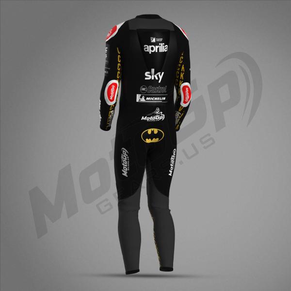Combinaison en cuir Maverick Vinales Winter Test 2024 Aprilia – Protection CE