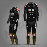 Combinaison en cuir Maverick Vinales Winter Test 2024 Aprilia – Protection CE
