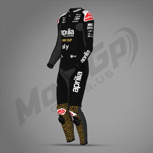 Combinaison en cuir Maverick Vinales Winter Test 2024 Aprilia – Protection CE