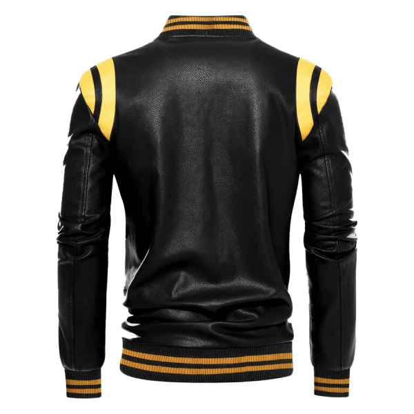 Giacca da moto nera in pelle di pecora da uomo Slim Fit