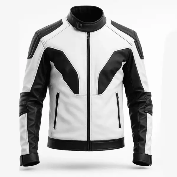 Men’s Black & White Leather Jacket