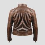 Giacca in pelle marrone effetto vissuto da uomo