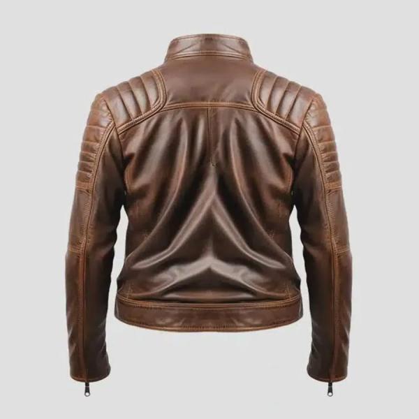 Giacca in pelle marrone effetto vissuto da uomo