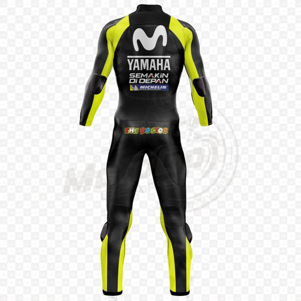 Yamaha Valentino Rossi 2018 Schwarzer Leder Motorradanzug Ein- oder Zweiteilig