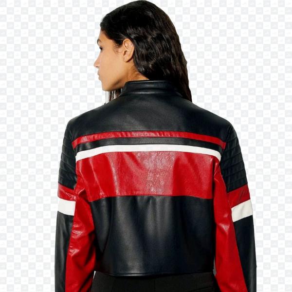 Chaqueta de cuero mujer semi motociclista hecha a mano