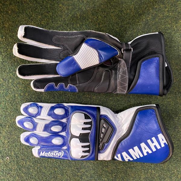 Guantes de carrera de moto Yamaha – Blanco / Azul