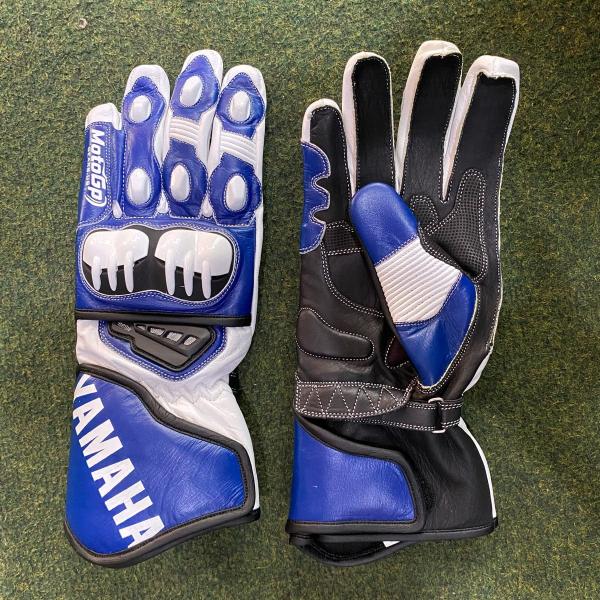 Yamaha Motorcycle Racing Gloves - White / Blue